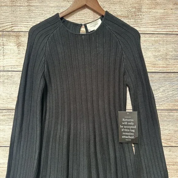 Pomander Place Womens Size S Black Ribbed Knit Sweater Adi Dress Long Sleeve - Picture 4 of 12